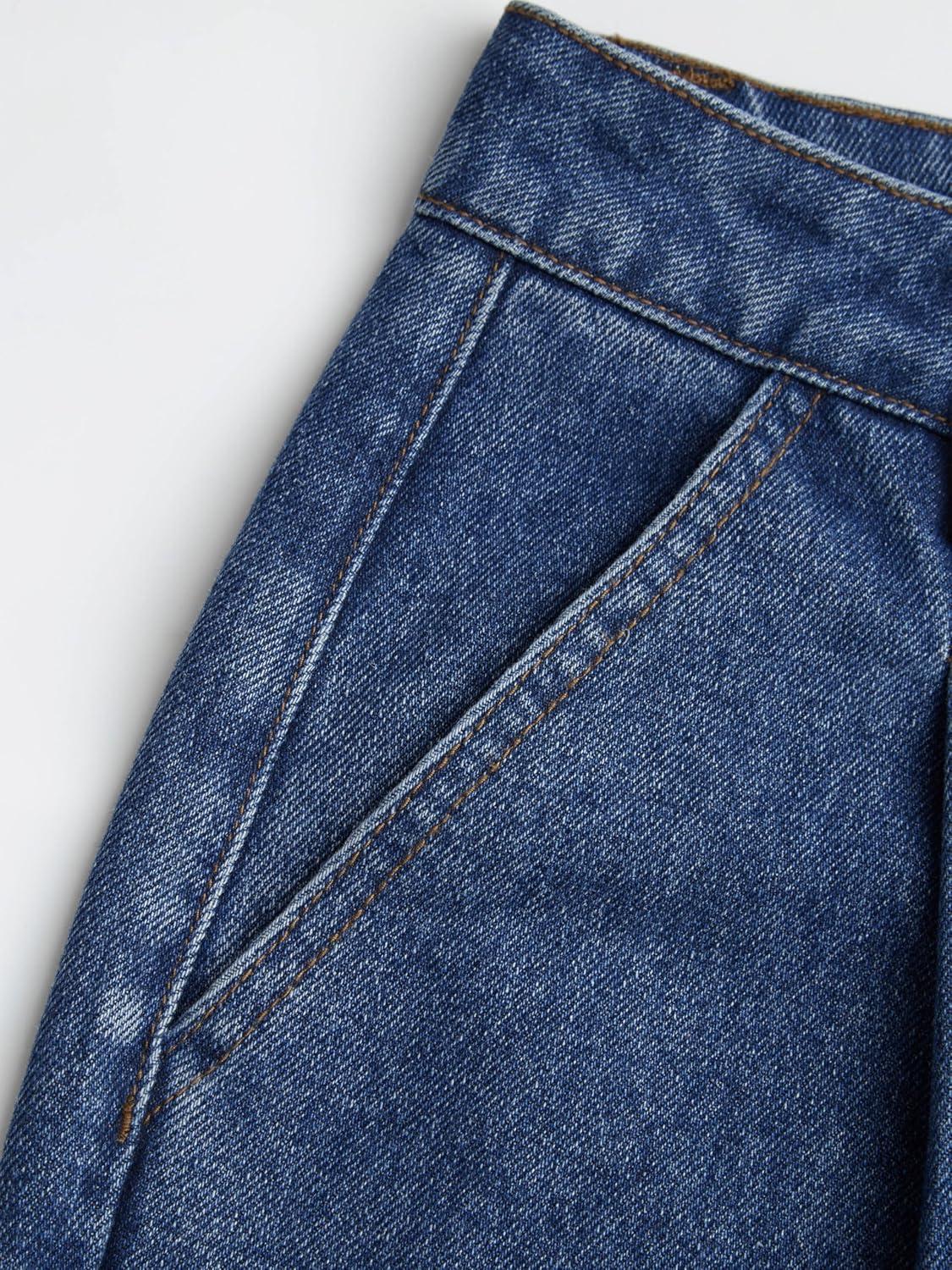 imageCIDER Jeans for Women High Waist Wide Leg Jeans Straight Leg Trousers Baggy Denim Pants with Pocket OversizedIndigo