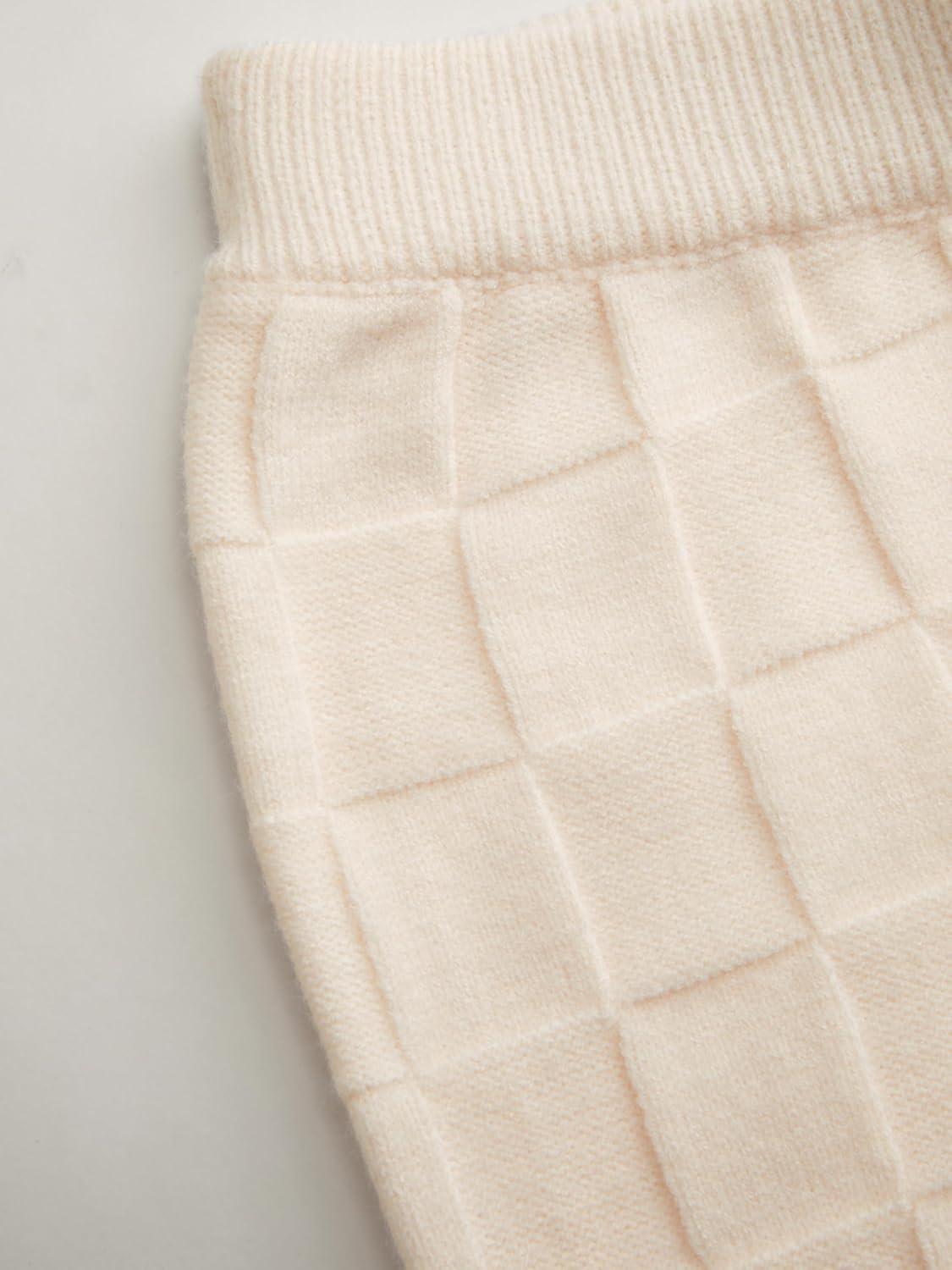 imageCIDER Lounge Pants Women Wide Leg Mid Waist Ribbed Knit Pants Casual Solid Warm WoolBlend Sweatpants Fall WinterBeige