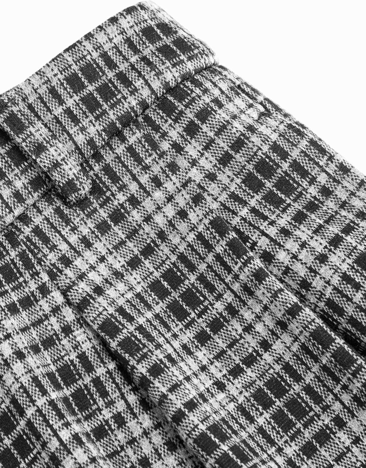 imageCIDER Plaid Wide Leg Pants for Women with Pockets Mid Waist Checkered Pants Business Casual Trousers TrendyBlack White