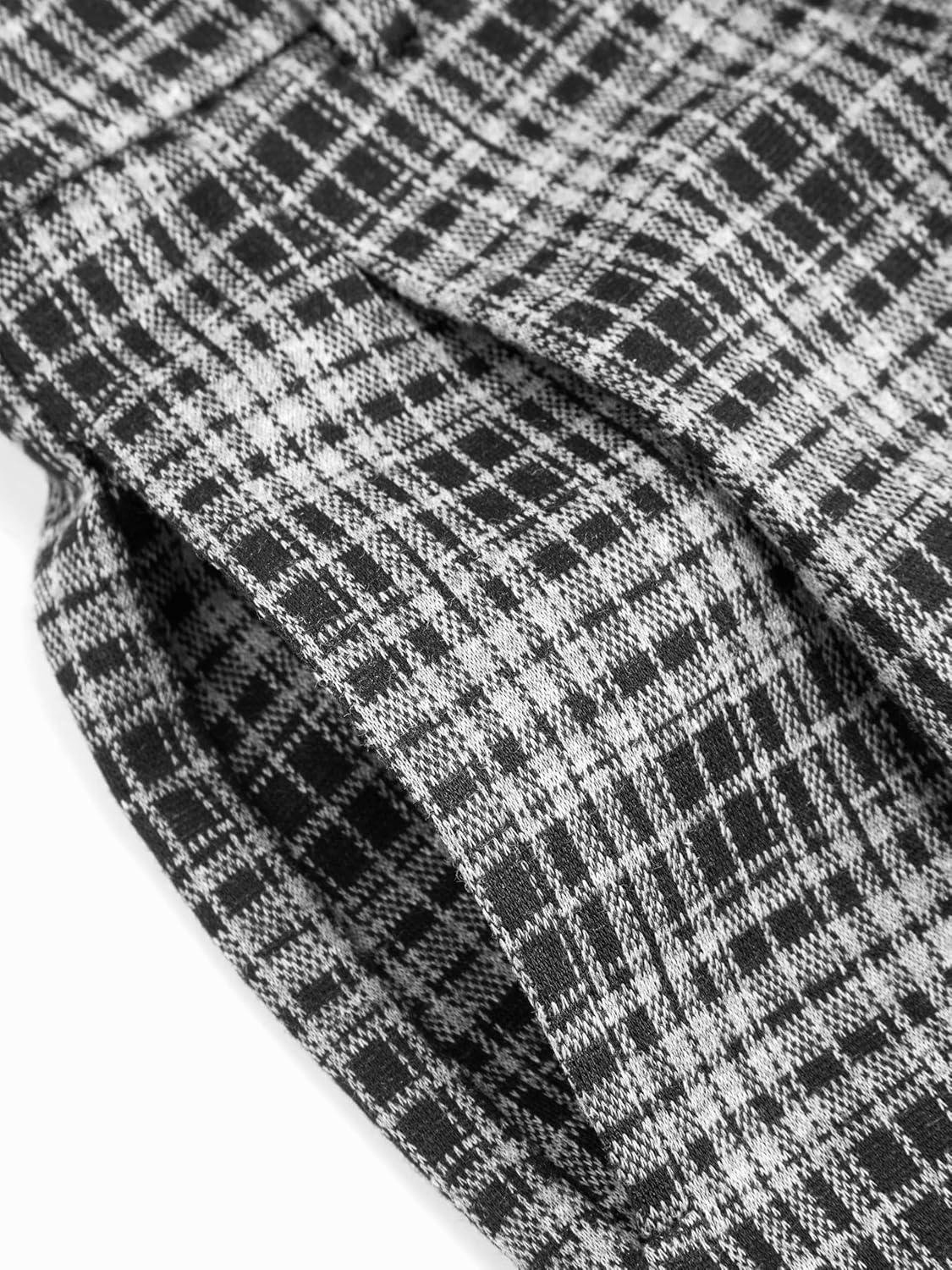 imageCIDER Plaid Wide Leg Pants for Women with Pockets Mid Waist Checkered Pants Business Casual Trousers TrendyBlack White