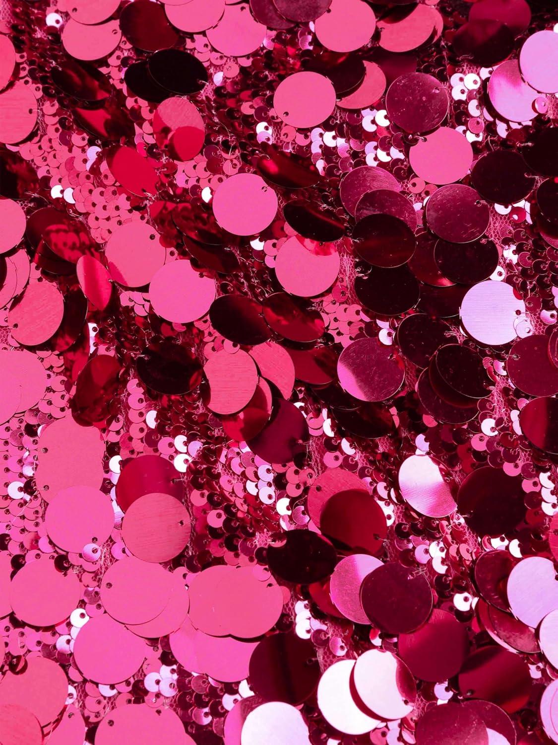 imageCIDER Sequin Mid Waist Sparkle Skirt Party Club Night Out Mini Skirt for Women TrendyFushcia