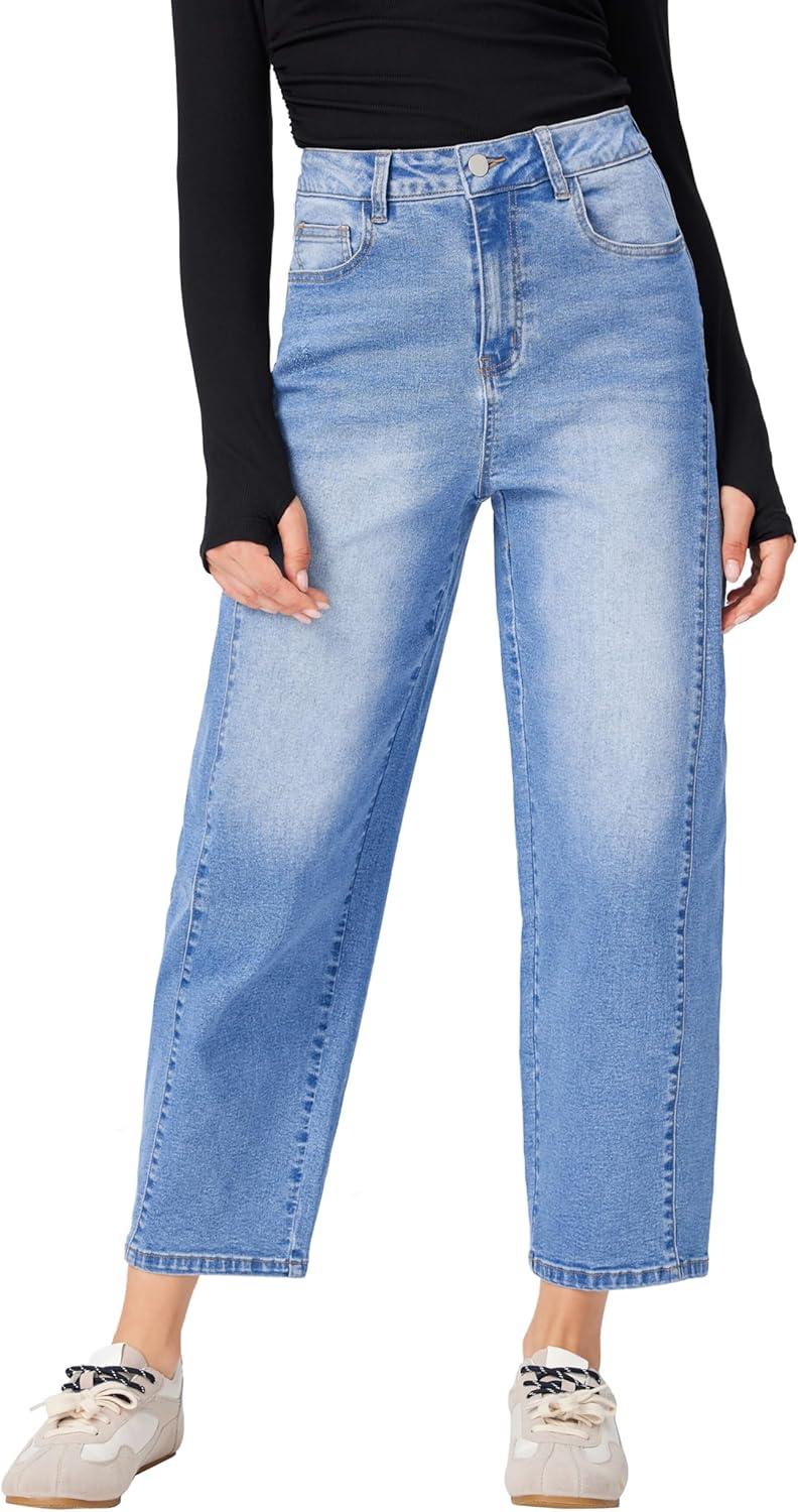 imageCIDER Womens Barrel Jeans High Waisted Baggy Jeans Y2K Boyfriend Jean Vintage Loose Fit Pants TrendyDenim