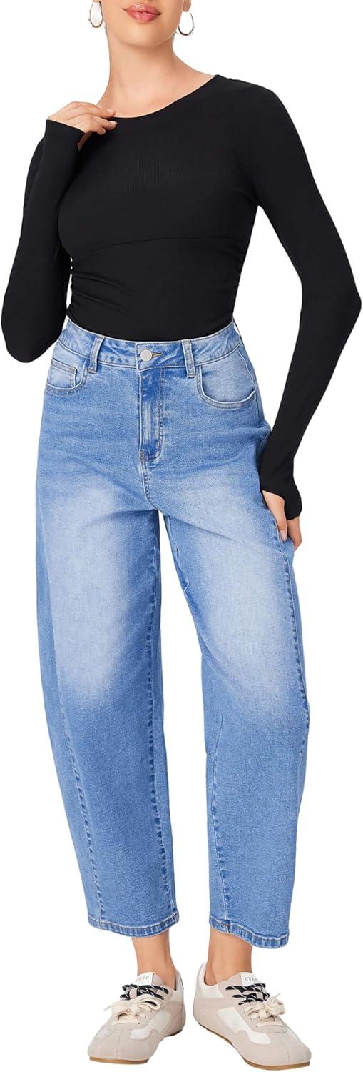 imageCIDER Womens Barrel Jeans High Waisted Baggy Jeans Y2K Boyfriend Jean Vintage Loose Fit Pants TrendyDenim