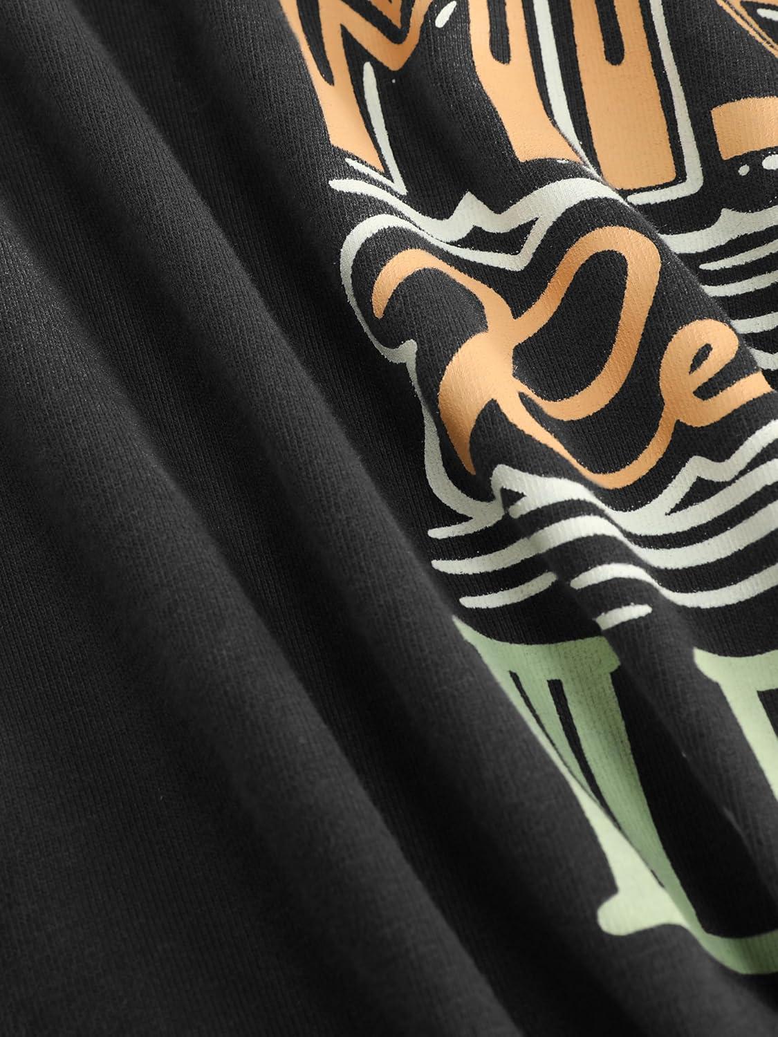 imageCIDER Womens Cap Sleeve Graphic Tank Crop Tops Crew Neck Twist Knot Front Tee T ShirtsBlack