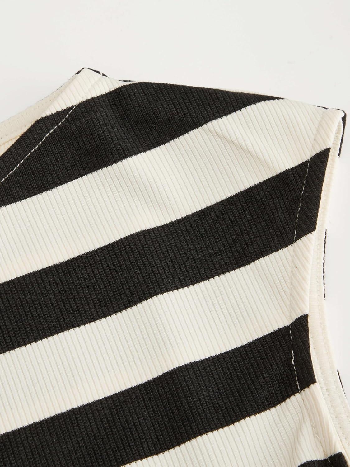 imageCIDER Womens Crop Tank Tops Boat Neck Sleeveless Ruched Slim Fit Summer Tops TrendyBlack  White