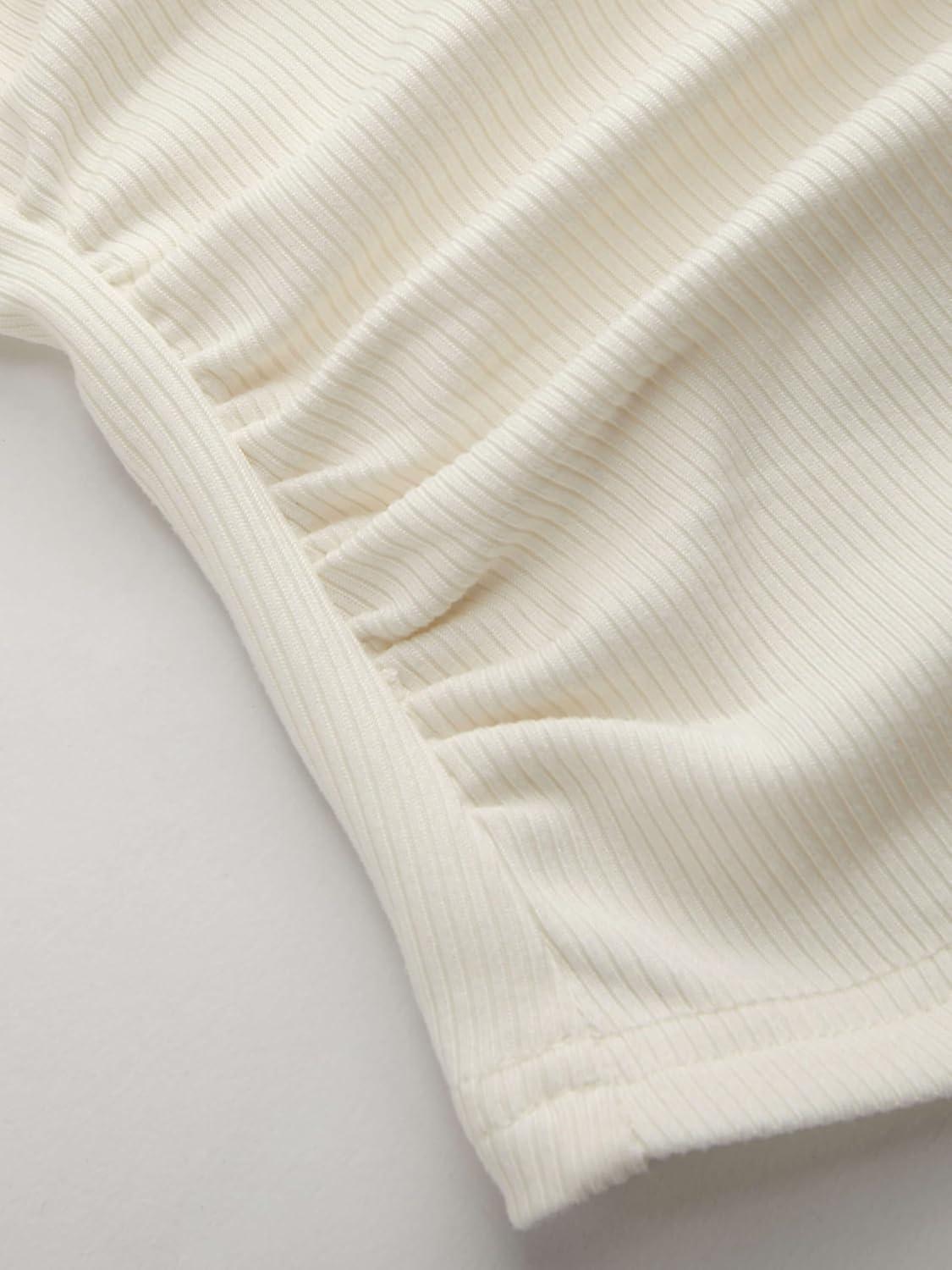 imageCIDER Womens Crop Tank Tops Boat Neck Sleeveless Ruched Slim Fit Summer Tops TrendyCream