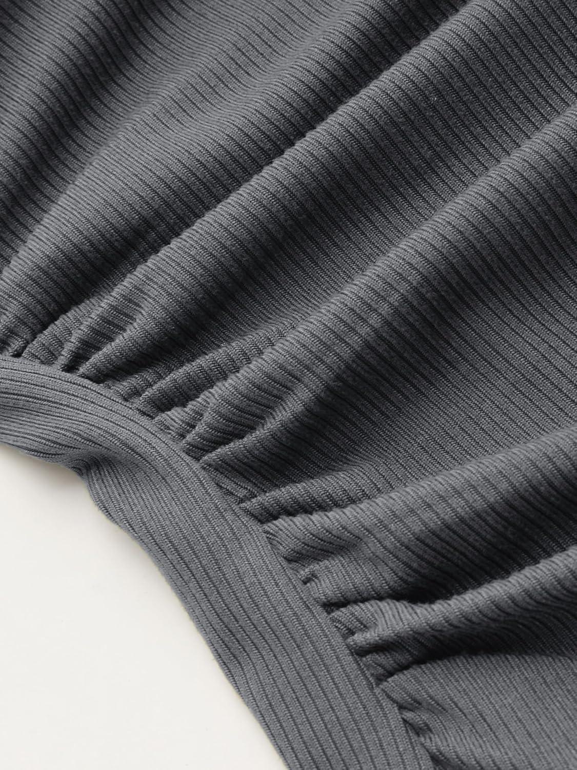 imageCIDER Womens Crop Tank Tops Boat Neck Sleeveless Ruched Slim Fit Summer Tops TrendyGrey