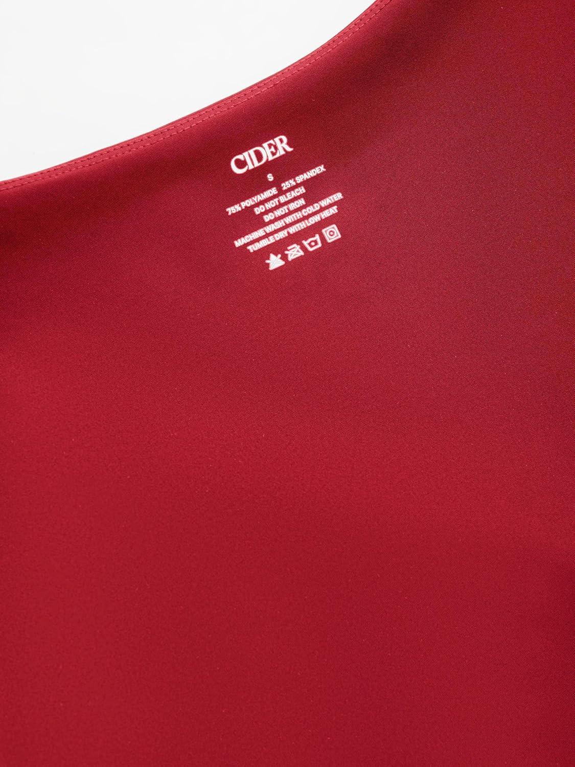 imageCIDER Womens Crop Tank Tops Boat Neck Sleeveless Ruched Slim Fit Summer Tops TrendyRed Asymmetrical