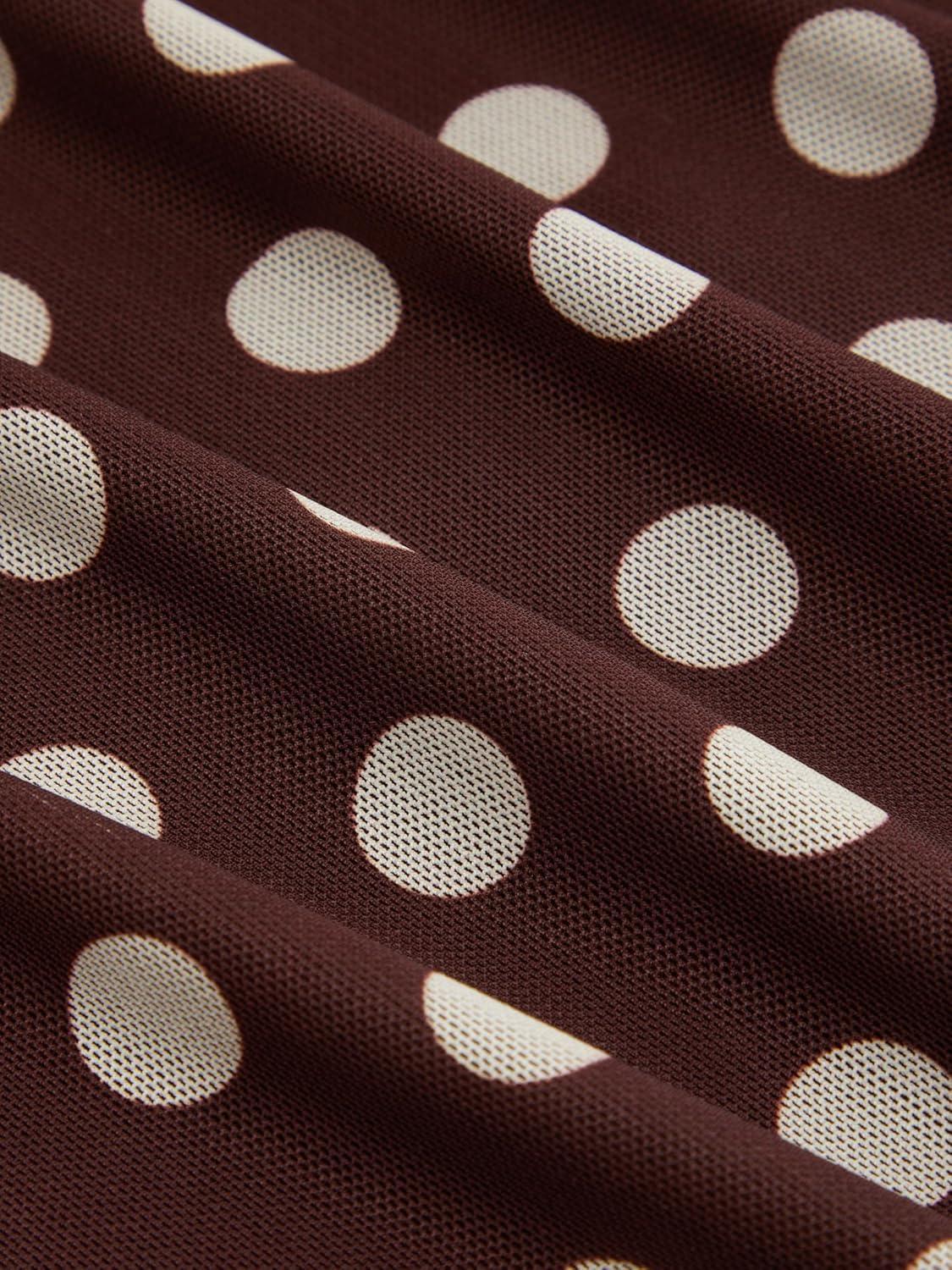 imageCIDER Womens Polka Dot Midi Skirt Vintage Bowknot Sheer Mesh Ruffle Hem Retro Fashion Going Out Casual Skirt TrendyCoffee