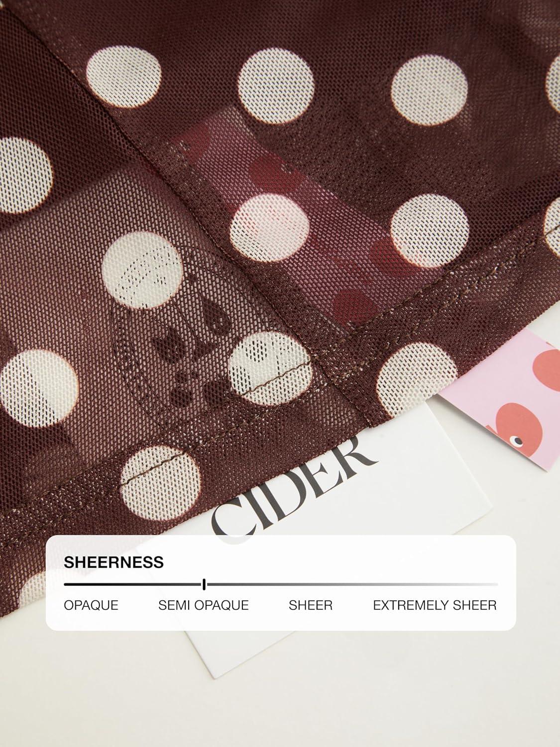 imageCIDER Womens Polka Dot Midi Skirt Vintage Bowknot Sheer Mesh Ruffle Hem Retro Fashion Going Out Casual Skirt TrendyCoffee