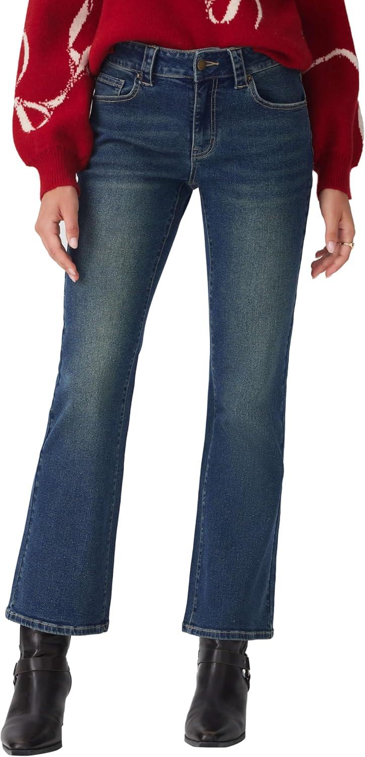 imageCIDER Womens Wide Leg Jeans High Waisted Flare Jeans Stretchy Bootcut Denim Pants Vintage TrendyDenim Blue