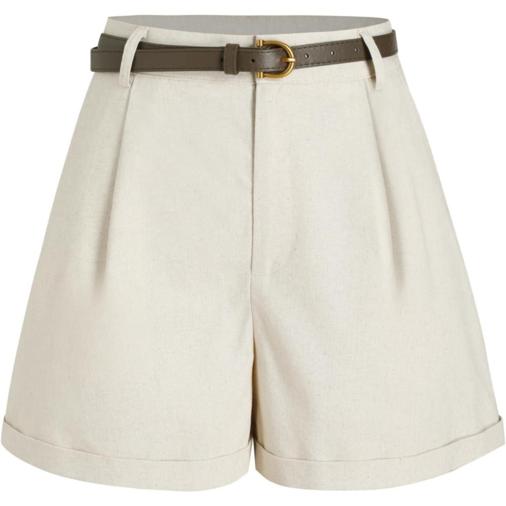 imageCIDER High Waist Belted Wide Leg ShortsBeige