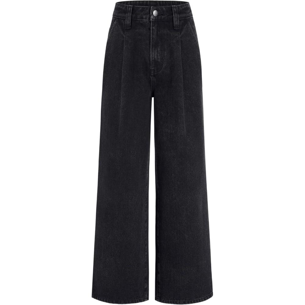 imageCIDER Jeans for Women High Waist Wide Leg Jeans Straight Leg Trousers Baggy Denim Pants with Pocket OversizedBlack