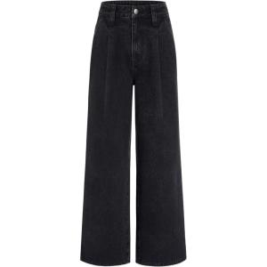 CIDER Jeans for Women High Waist Wide Leg Jeans Straight Leg Trousers Baggy Denim Pants with Pocket Oversized(Black)