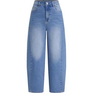 CIDER Women’s Barrel Jeans High Waisted Baggy Jeans Y2K Boyfriend Jean Vintage Loose Fit Pants Trendy(Denim)