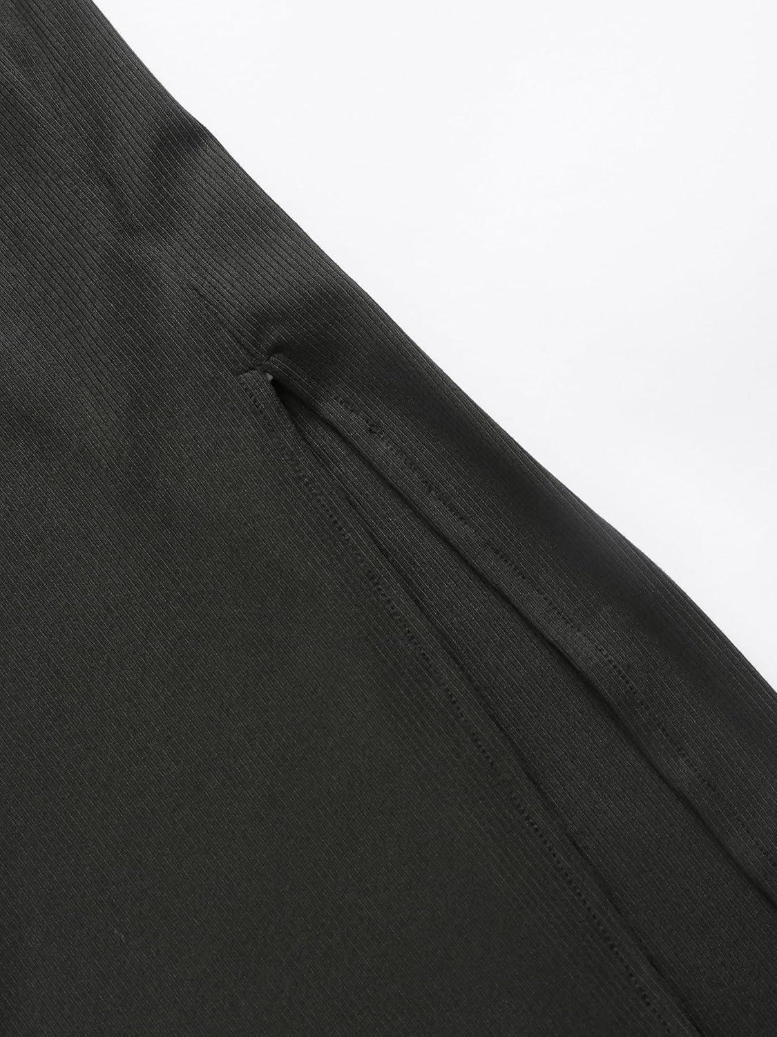 imageCIDER Round Neckline Bowknot Solid Split Midi DressBlack