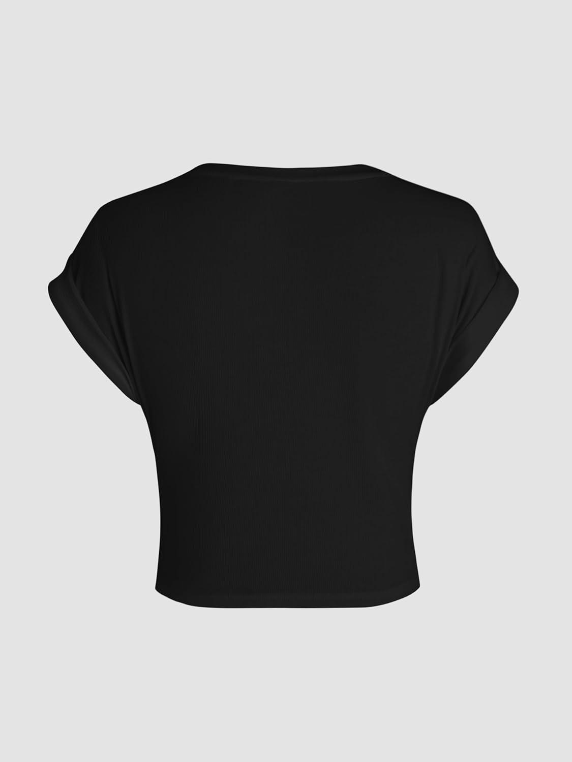 imageCIDER VNeck Solid Ruched Crop TopBlack
