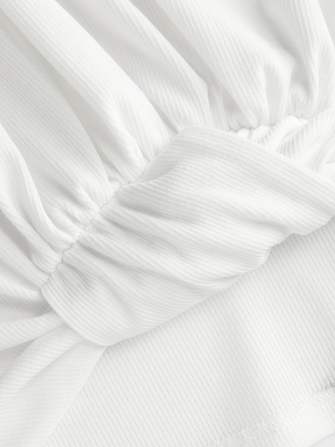 imageCIDER VNeck Solid Ruched Crop TopWhite