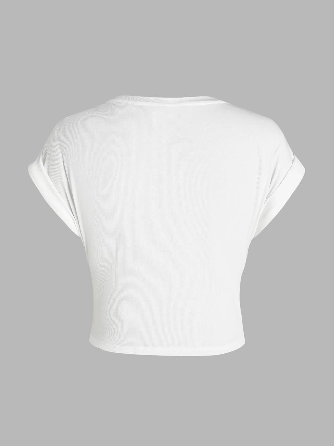 imageCIDER VNeck Solid Ruched Crop TopWhite