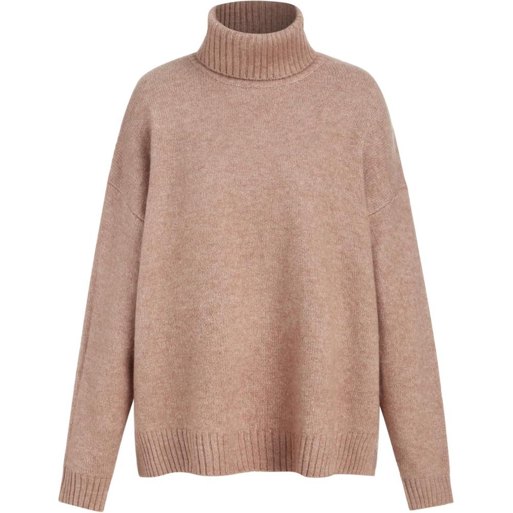 imageCIDER High Neck Knitted Long Sleeve SweaterKhaki