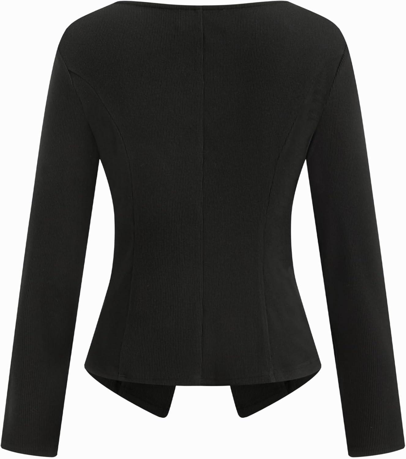 imageCIDER Women Blazer Long Sleeve Button Down Business Casual Office JacketBlack