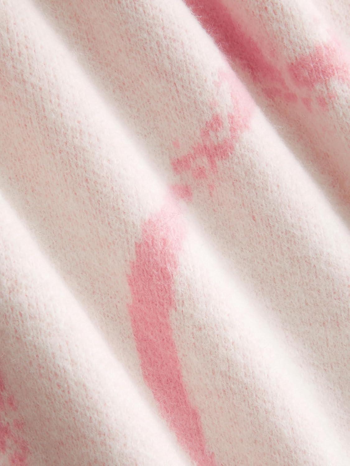 imageCIDER Womens Sweater Bow Knot Cute Y2k Long Sleeve Crew Neck Pullover TopsPink