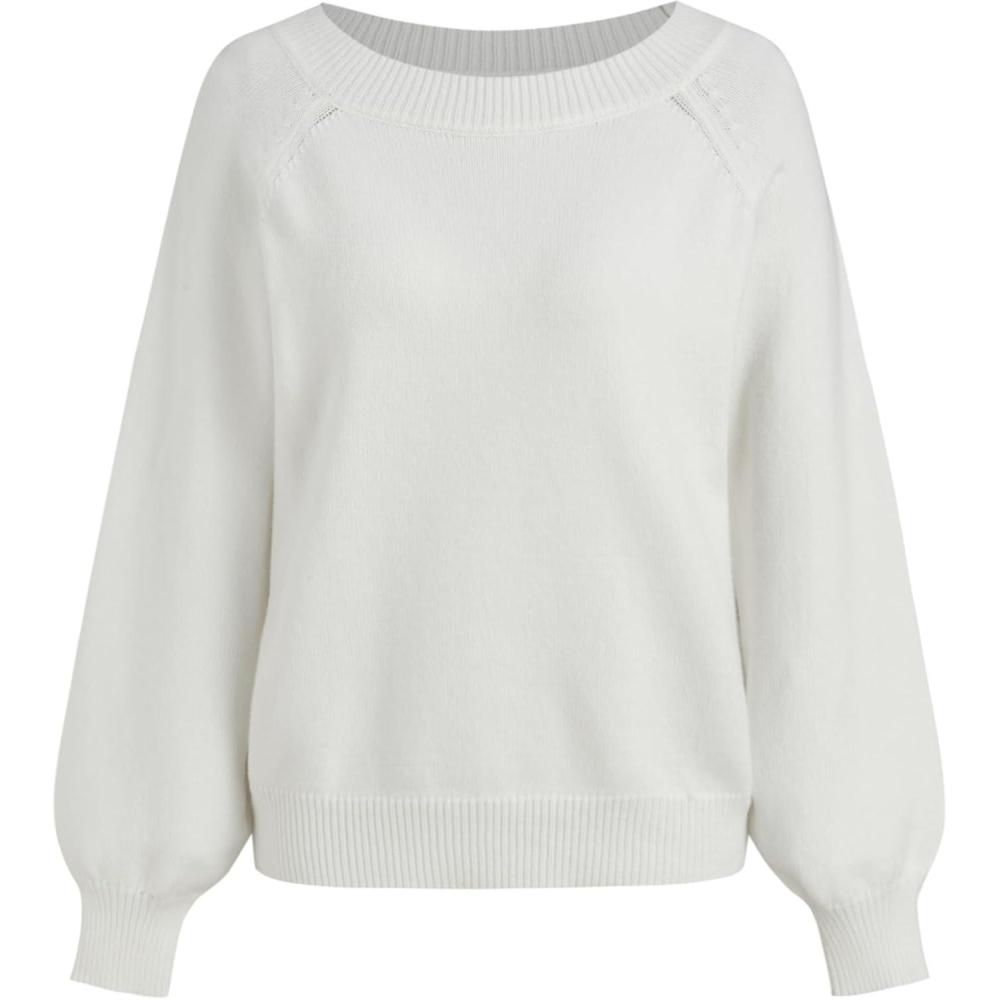 imageCIDER Womens Fall Sweaters 2025 Casual Long Sleeve Loose Fit One Shoulder Knit Pullovers Pullover SweatersCream