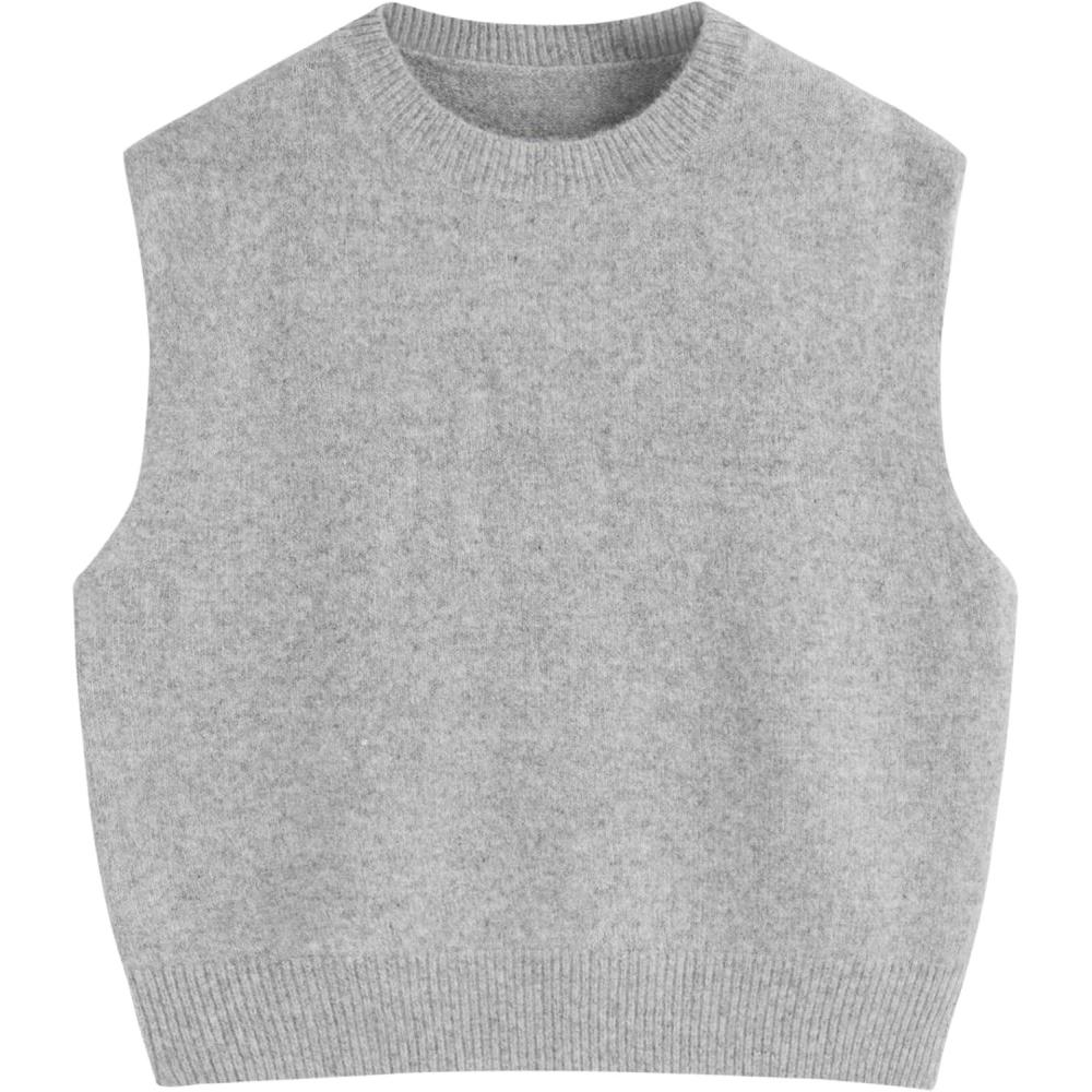 imageCIDER Womens Knit Sweater Vest Loose Fit Sleeveless Round Neck Oversized Pullover SweaterGrey