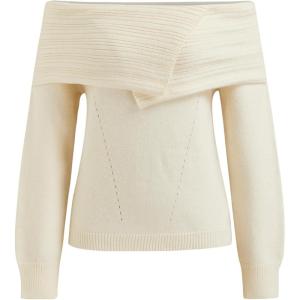 CIDER Off Shoulder Knit Sweater Women’s Casual Going Out Pullover Sweater(Beige)