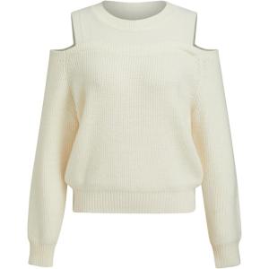 CIDER Womens Knit Sweater Cold Shoulder Long Going Out Casual Sleeve Pullover Top(Beige)