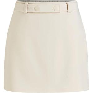 CIDER Womens Mini Skirts Solid High Waisted with Belt & Pockets Workwear Beige