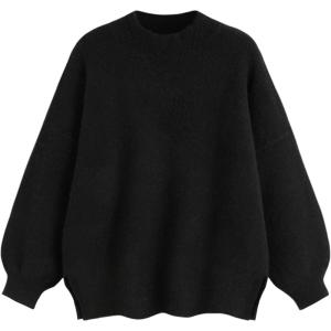 CIDER Womens Oversized Knit Sweater Pullover Crew Neck Casual Jumper Cozy Sweaters 2025 Trendy(Black)