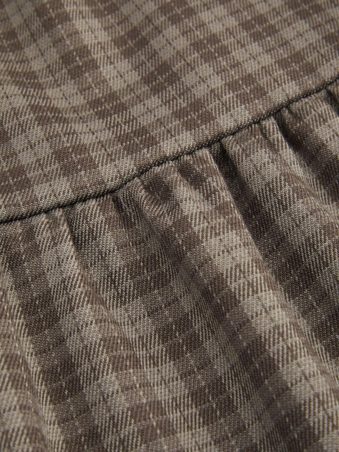 imageCIDER Elastic Waist Check Knotted Tiered Maxi SkirtBrown