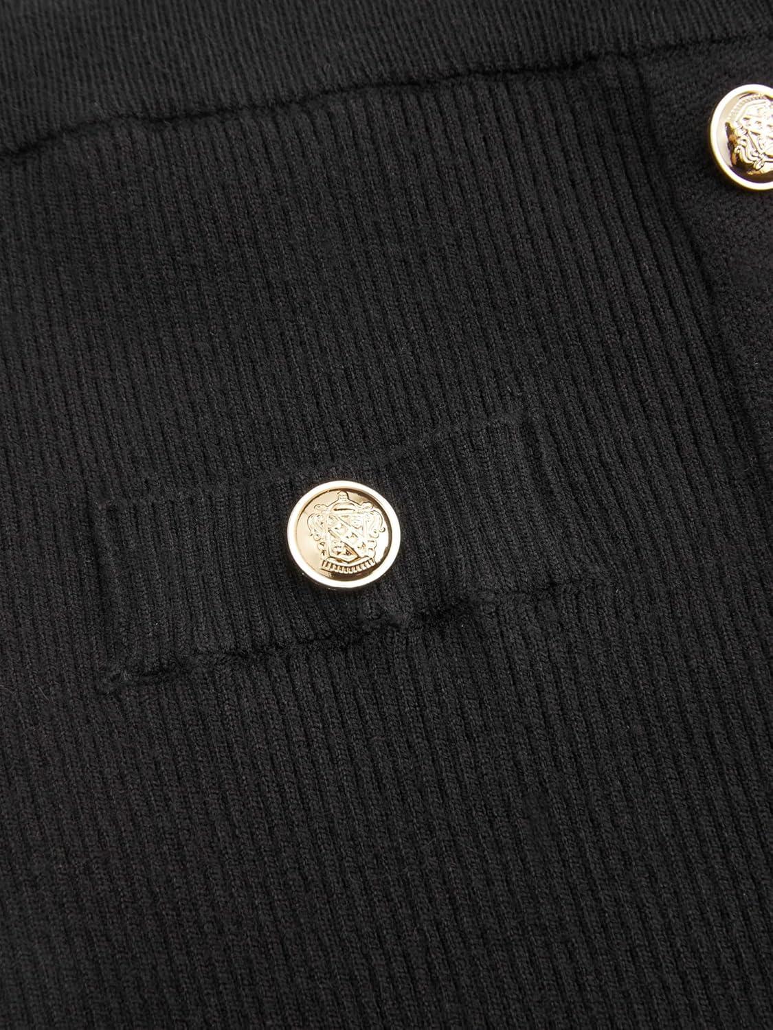 imageCIDER Mid Waist Solid Split Knit Midi SkirtBlack