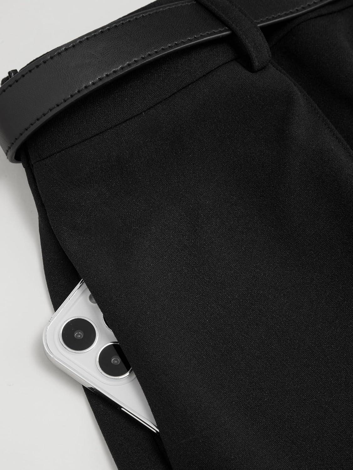 imageCIDER Women Maxi Skirt Long High Waist ALine Skirt with BeltBlack