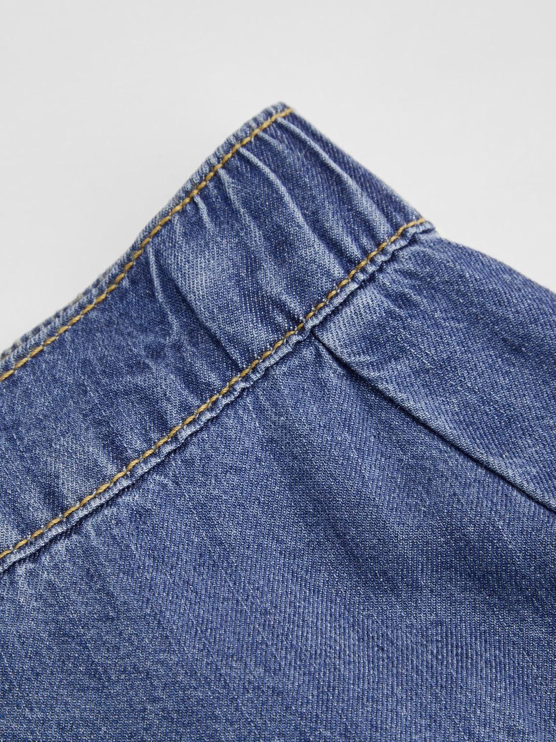 imageCIDER Womens Jean Long Skirts Tiered Denim High Elastic Waisted Western Cowgirl Midi SkirtsMid Blue