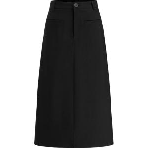 CIDER Elegant Midi Skirt for Women Versatile High Waist Office Casual Workwear Skirts(Black)