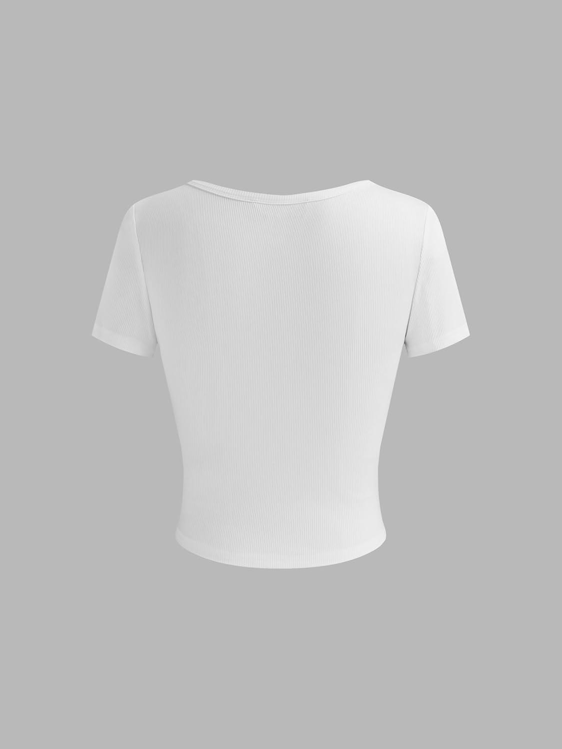 imageCIDER Crop Top for Women Crew Neck Basic Tee Short Sleeve Cotton Corset Slim Fit Top Short Sleeve ShirtsWhite