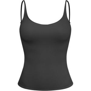 CIDER Second Skin Double Layered Round Neck Solid Cami Top(Black)