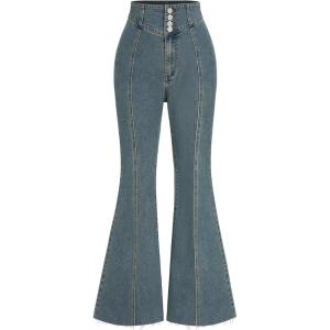 CIDER Denim High Waist Flared Jeans(Blue)