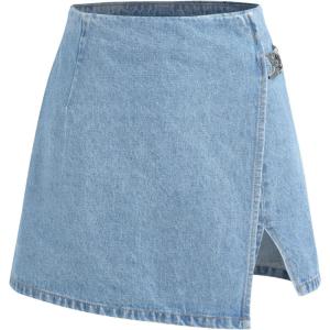 CIDER Denim Mid Waist Split Shorts(Denim)