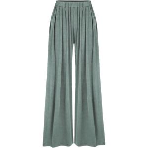 CIDER Wide Leg Palazzo Pants for Women with Pockets Elastic Business Causal Pants Women Summer for Beach Travel Trousers(Pale Green)