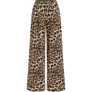 CIDER Wide Leg Palazzo Pants for Women with Pockets Elastic Business Causal Pants Women Summer for Beach Travel Trousers(Tan)