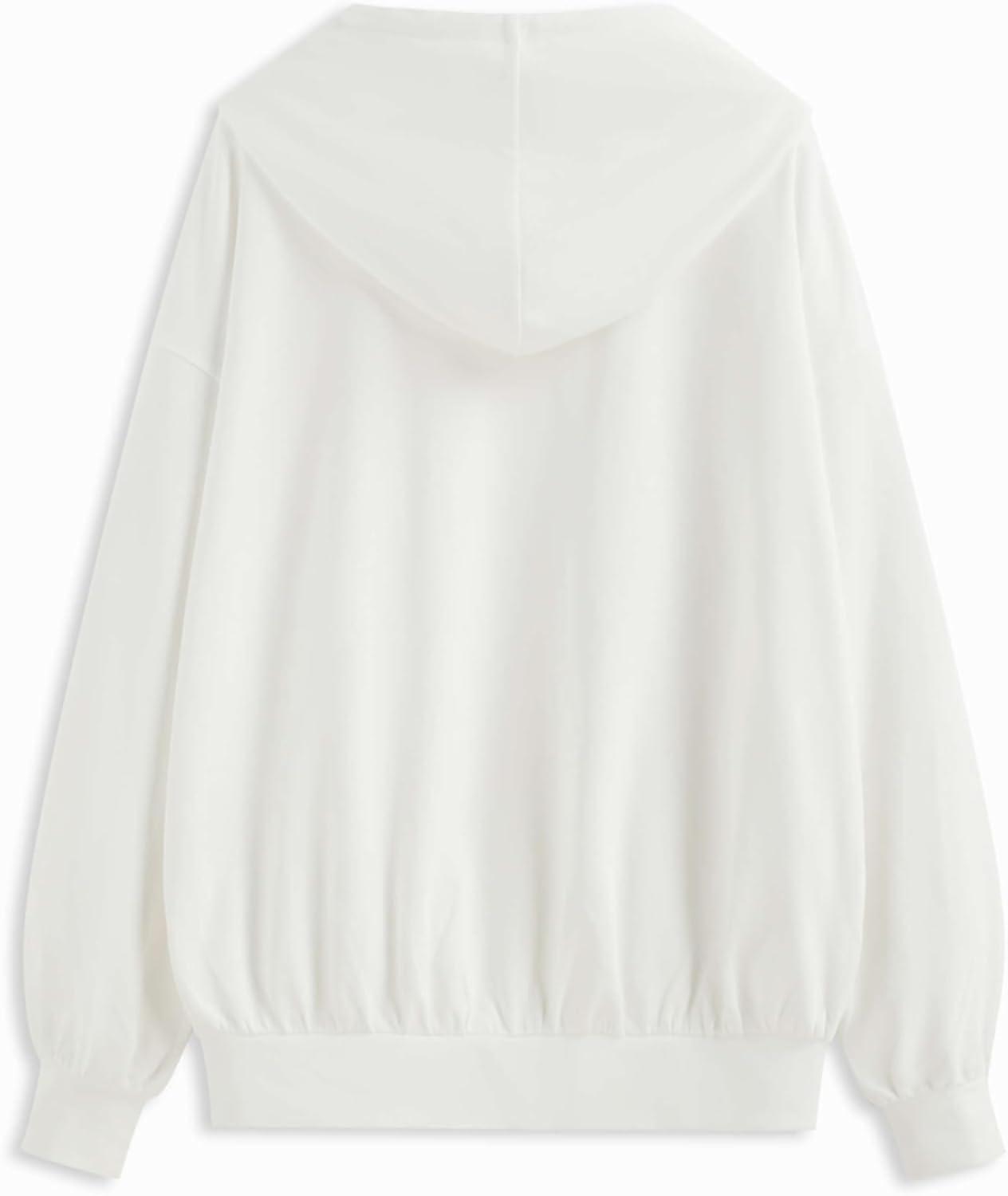 imageCIDER Womens Hoodie with Ribbon Print Casual Pullover SweatshirtWhite