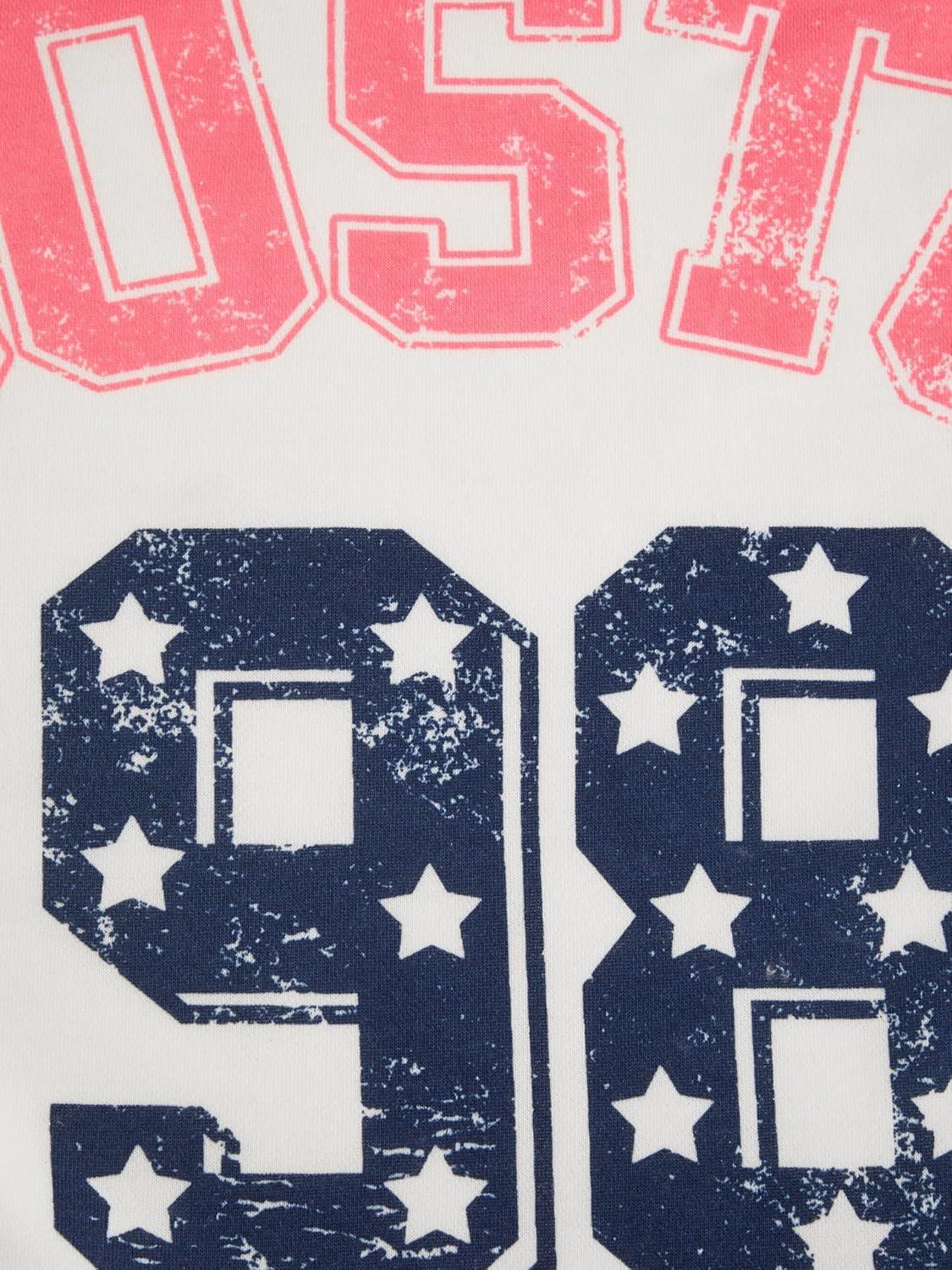 imageCIDER Womens Off Shoulder Sweatshirt Boston Graphic Pullover Casual Long Sleeve TopWhite