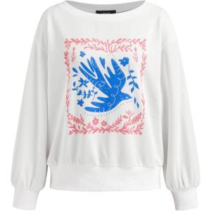 CIDER Womens Long Sleeve Sweatshirt Pullover Graphic Print Top Casual Loose Fit(White)