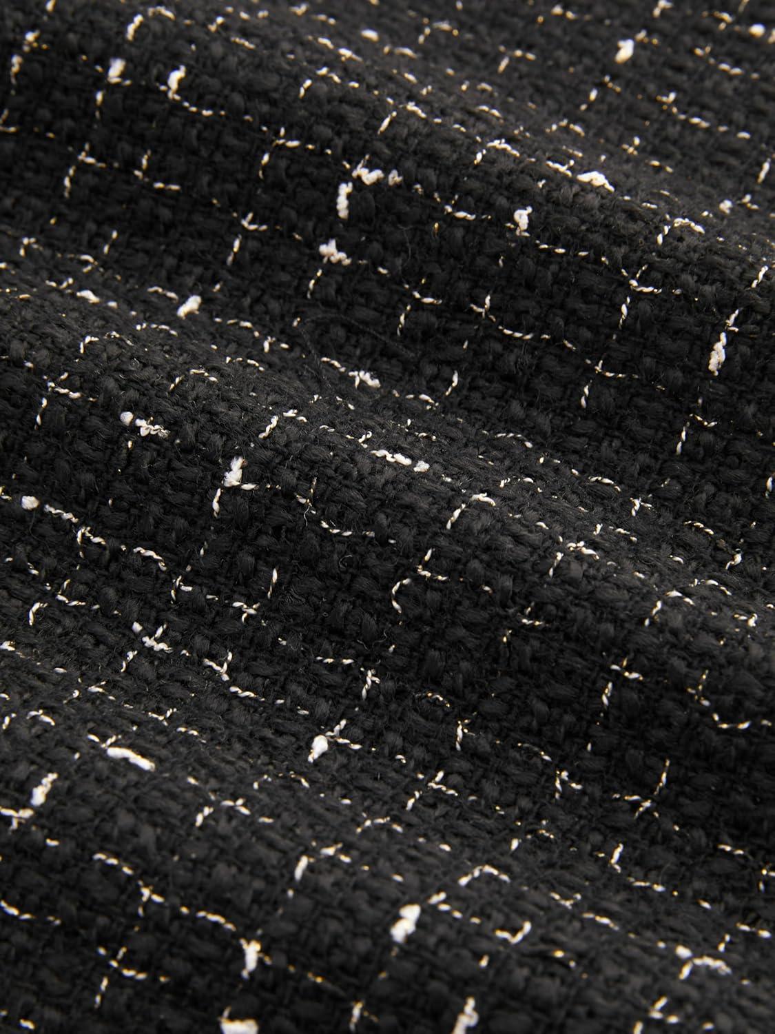 imageCIDER Tweed Middle Waist Contrasting Binding Straight Leg TrousersBlack