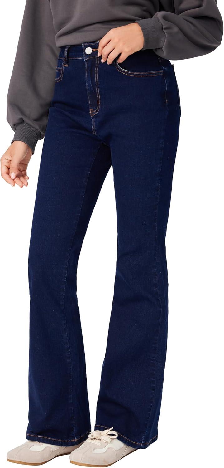 imageCIDER Women Stretchy Flare Leg Jeans Fashion Denim PantsDark Navy