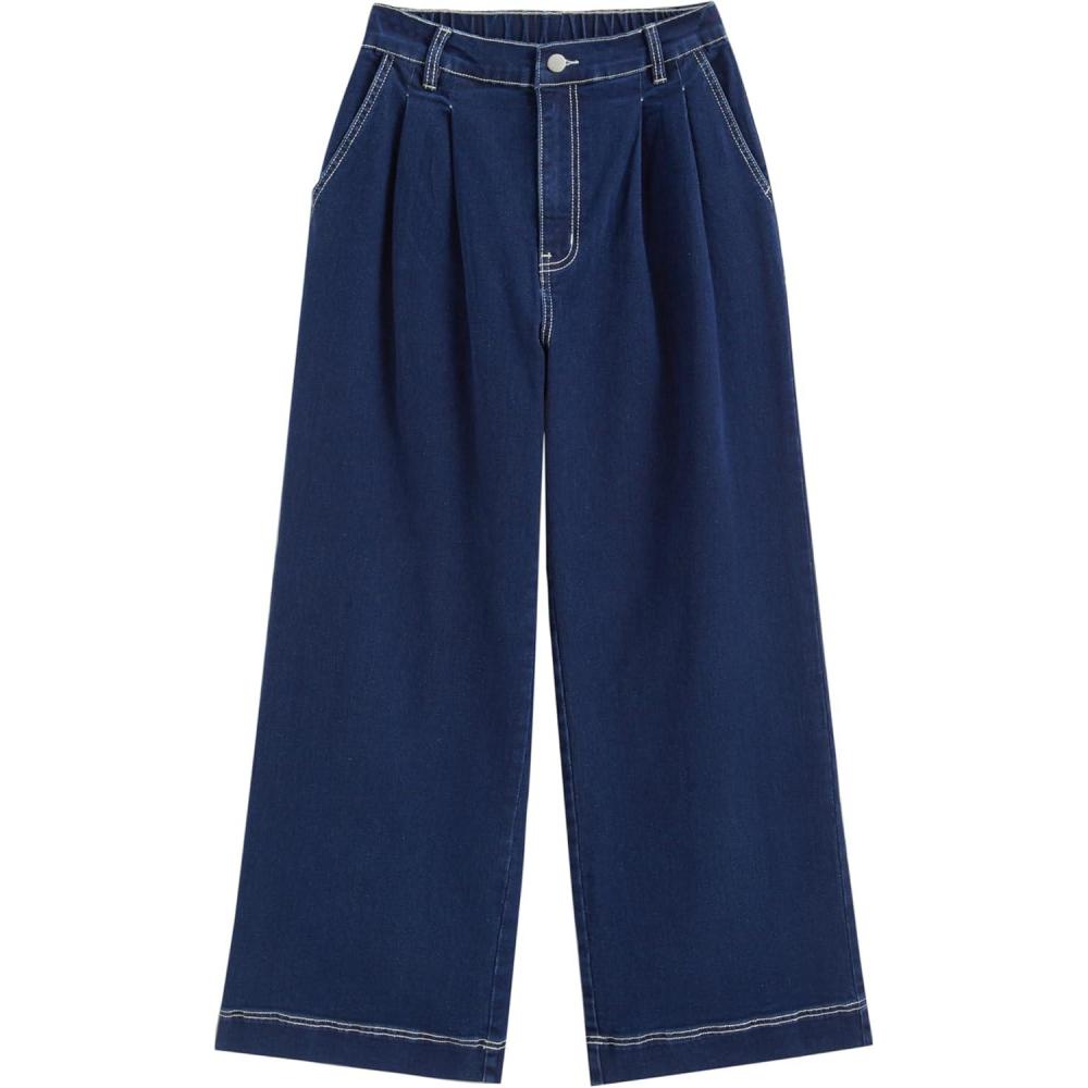 imageCIDER Wide Leg Jeans for Women High Waisted Denim Pants Casual Loose Fit JeansBlue