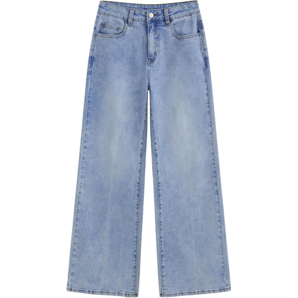 imageCIDER Womens Middle Waist Straight Leg Jeans Light Wash Denim Casual Going Out PantsDenim